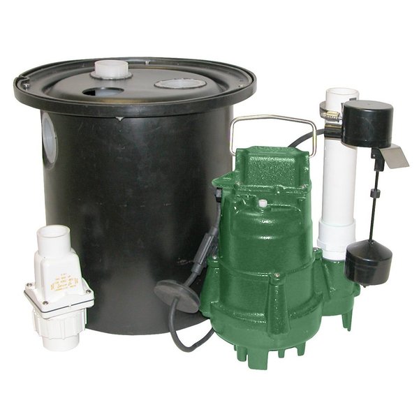 Zoeller 115 V Single Port Drain Pump System with Polypropylene Basin & Lid 135-0005